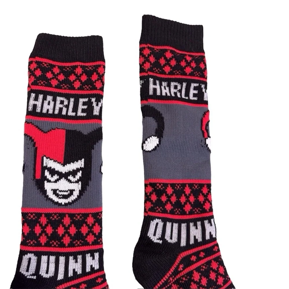 DC Comics Harley Quinn Socks in Red Gray Black OS